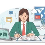 Çince öğrenmenin avantajlarını temsil eden eğitim ve kariyer temalı görsel